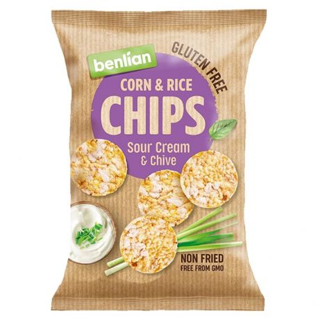 Chipsy kukurydziano-ryżowe - kwaśna śmietana i szczypiorek Benlian, 50g (Benlian)