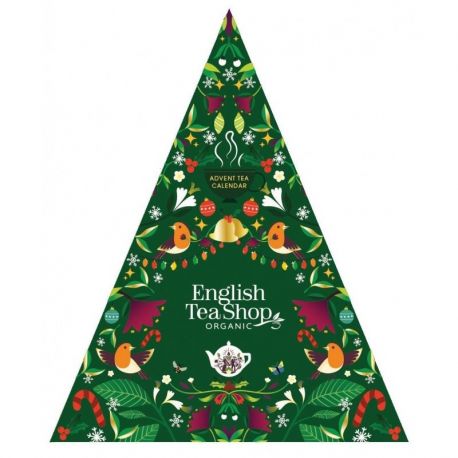 Kalendarz adwentowy trójkąt zielony 25 piramidek BIO 50g (ENGLISH TEA SHOP)